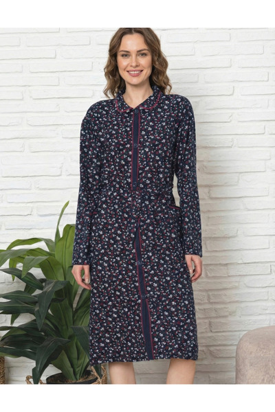 embody Women's housecoat with long sleeves and pockets, drawstring waist 8019