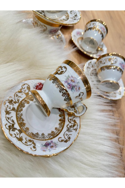 Handmade ESTERHOMEDECOR 6 Kişilik porselen kahve fincan takımı S.Clary Italy