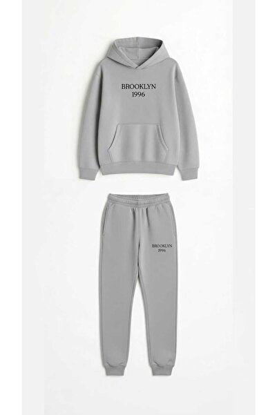 woonkey Premium Oversized Tracksuit Set Hooded Hoodie Jogger Brooklyn Design Soft Textured 2-Piece Set