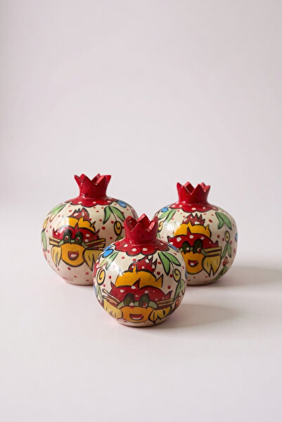 STORESZA Yılbaşı Özel Koleksiyonu El Yapımı Dekoratif Nar Takımı - 3'lü Yılba...