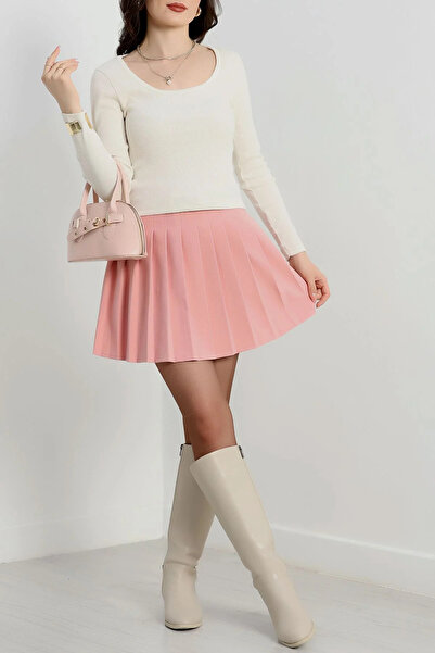 ZENGEZUR MALL Drnds U-Neck Ribbed Knit Blouse White A132 (221424) (Size: L)