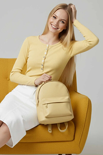 ZENGEZUR MALL Drnds Blouse with Snap Detail Yellow T4343 (215949) (Size: S)