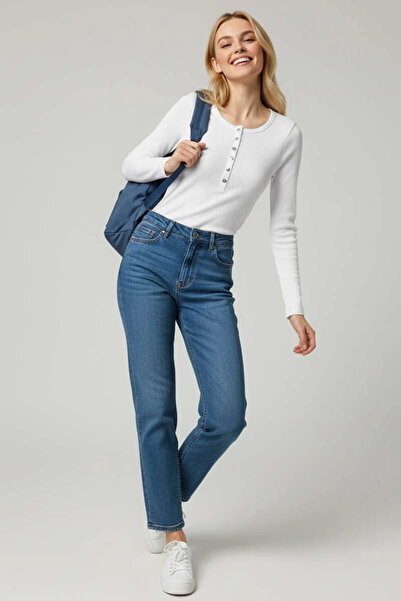 ZENGEZUR MALL Drnds Blouse with Snap Fasteners White T4343 (220021) (Size: S)