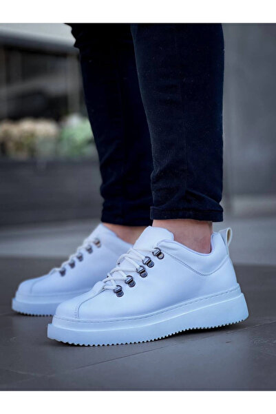 ZENGEZUR MALL Drnds Kb-X4 Kuback White Leather High Sole Lace-Up Casual Men's Shoes (221123) (Size: 43)