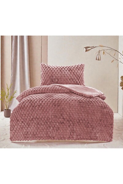 Nest Touch Luvy Comforter Yorgan Seti Sherpa Tavşan Tüyü Uyku Seti Tek Kişilik