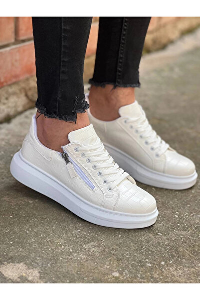 ZENGEZUR MALL Drnds Kb-309 Kuback White Zipper and Lace-Up Casual Men's Shoes (221825) (Size: 44)