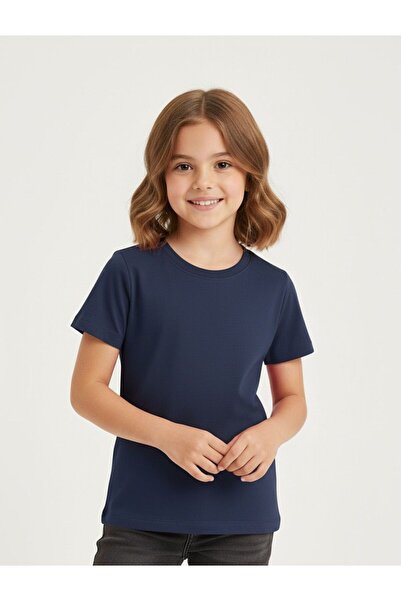 Mcrkids Unisex okrugla kragna majica kratkih rukava tamnoplave boje