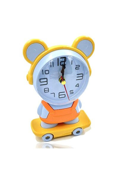 OEM Children's watch, teddy bear on skateboard, blue, with sharpener, 15 cm