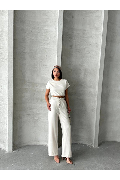 ZENGEZUR MALL Drnds Blouse Pants Set S255057 Beige (221956) (Size: L)