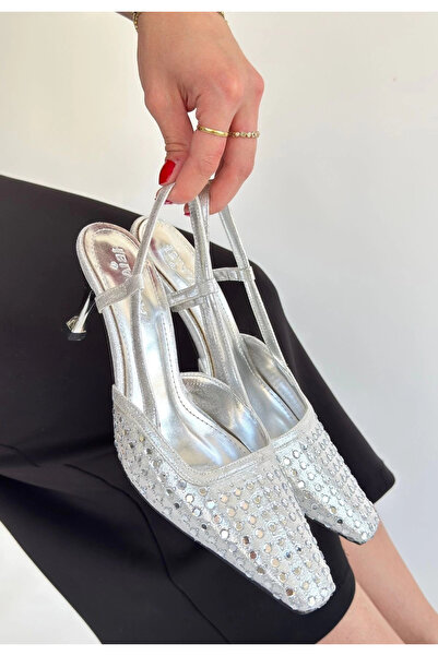 ZENGEZUR MALL Drnds Sione Silver Skin Heeled Shoes (221606) (Size: 39)