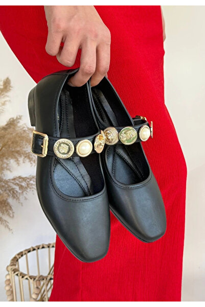 ZENGEZUR MALL Drnds Koope Black Leather Ballerina Shoes (220354) (Size: 37)