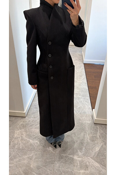 My Blog Antracitový kabát prémiové kvality s dlouhým pasem - 2825