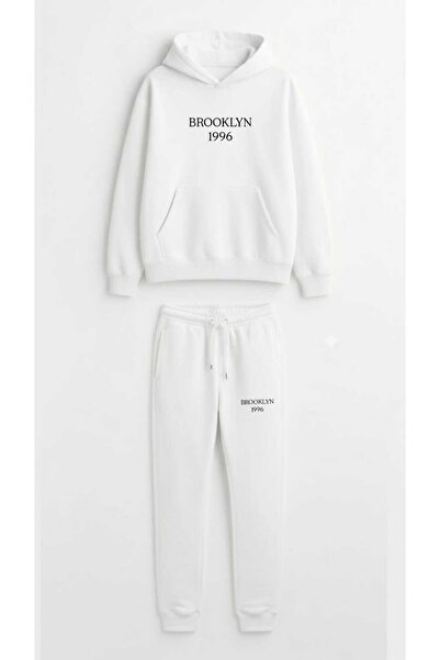 woonkey Premium Oversized Tracksuit Set Hooded Hoodie Jogger Brooklyn Design Soft Textured 2-Piece Set