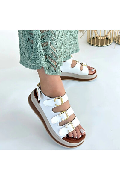 ZENGEZUR MALL Drnds Jatay White Skin Sandals (221703) (Size: 38)