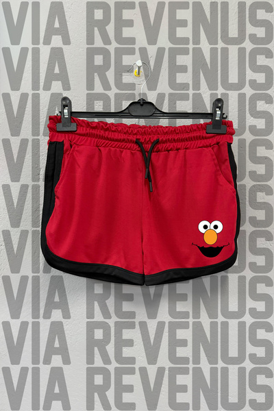 Vordevia Cookie Monster Printed Piped Detail Custom Jersey Fabric Casual Sports Shorts