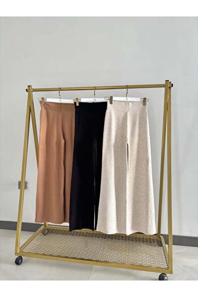 Sude Kızanlıklı Corded Fabric Knitwear Trousers with Elastic Waist