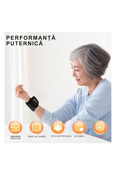 7LIFE Wrist Blood Pressure Monitor, Large LCD, 90-Record Memory, Portable, Black, 7x8x4cm