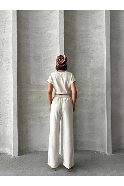 ZENGEZUR MALL Drnds Blouse Pants Set S255057 Beige (221956) (Size: L)