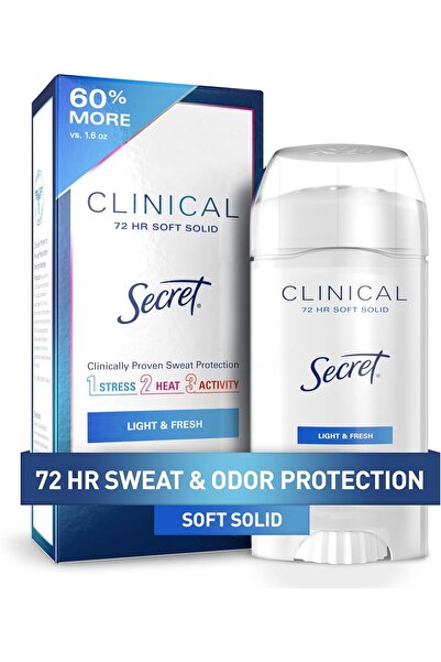 Secret Clinical Strength Antiperspirant Deodorant for Women, 72hr, Soft Solid, Light & Fresh, 2.6 oz