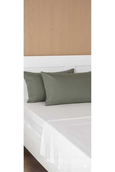 NATURAL LİFE CONCEPT غطاء وسادة من القطن بلون أخضر كاكي