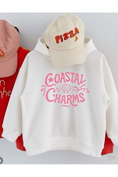 LORVEX Pulover supradimensionat pentru fete tricou – Imprimeu Coastal Charms roz