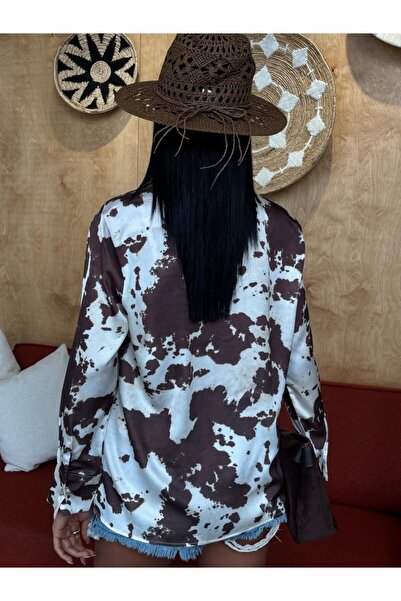 Kamber Woman Women's Tie Dye Patterned Satin Shirt