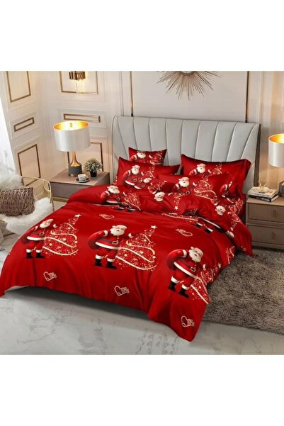 Amigo Cotton Finet Christmas bedding set, 6 pieces, 220x230 cm, double bed, light red