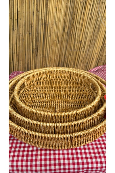 zeynepin dükkanı 3 adet hasır kahve çay sunum dekor tepsi