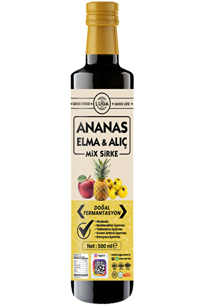 Luga Ananas & Elma & Alıç Mix Sirke 500 ml - Karışık, Doğal Fermantasyon, Kat...