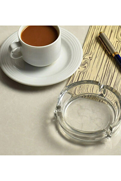 OEM Set of 2 transparent glass ashtrays for indoor/outdoor use, diameter 10cm x 3cm