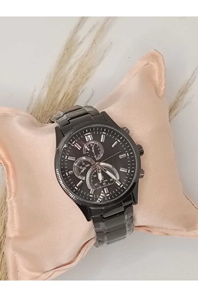 Brality Men's Wristwatch - Black Steel Band - Black Color Case Rose Color Cir...