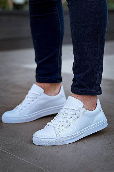 ZENGEZUR MALL Drnds Kb-122 Kuback White Leather High Sole Lace-Up Casual Men's Shoes (222722) (Size: 40)