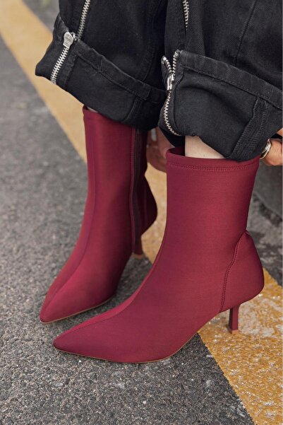 I Love Shoes Evelin Women's Diver Thin Heeled Boots Burgundy
