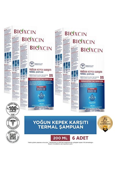 Bioxcin Aqua Thermal Intensive Anti-Dandruff Shampoo Ds 200 ml Anti-Dandruff Flaking 6 Pieces