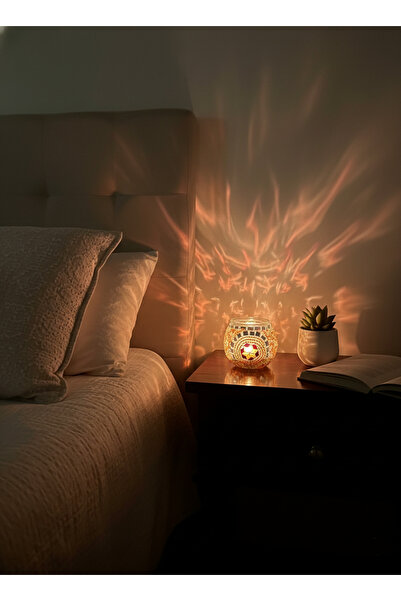 Solenza Mozaik Cam Mumluk – Dekoratif LED/Mum Işığı – El Yapımı Mavi Mozaik D...