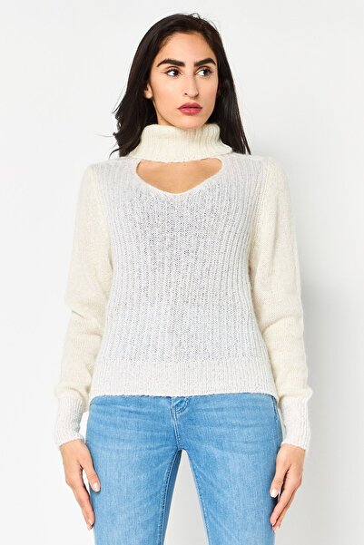PİNKO Women High Neck Knitted Sweater, Off White
