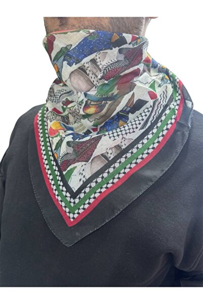 ALDAIYR 4 Pcs Palestine Themed Scarf 50X50 Unisex Suitable for Daily Use Pashmina Shawl Keffiyeh Palestine Flag