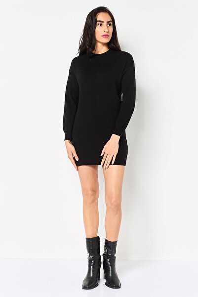 Don't Call Me Jennyfer Women Solid Sweater Dress, Black