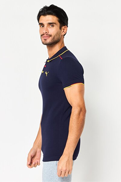Puma Men Sportswear Fit Short Sleeve Embroidered Logo Outdoor Polo Shirt, Navy