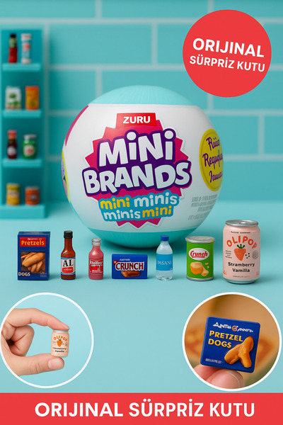 TOYFEST Mini Brands Mini Minis – 5’li Gerçekçi Mini Oyuncak Market Ürünleri