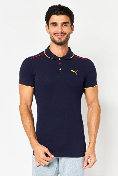 Puma Men Sportswear Fit Short Sleeve Embroidered Logo Outdoor Polo Shirt, Navy