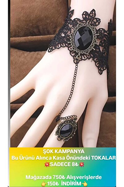 modares Ayarlanabilir Yüzük Ile Gotik Bileklik Yüzük - Dantel Vintage Ayarlan...