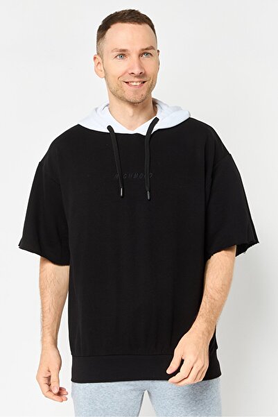 John Richmond Men Sportswear Fit Long Sleeve Outdoor Hoodies, Black