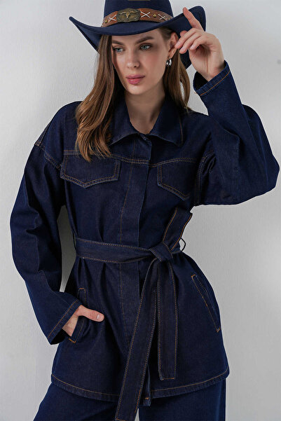 modayaselam طقم مكون من سترة وبنطلون من الدنيم