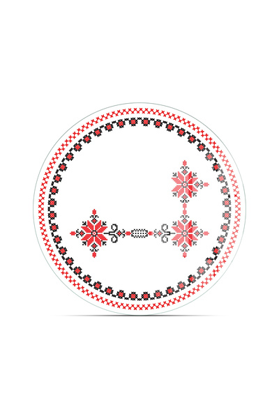 Decovetro Glass Presentation Serving Plate Set of 3 Round with Cross Stitch Pattern