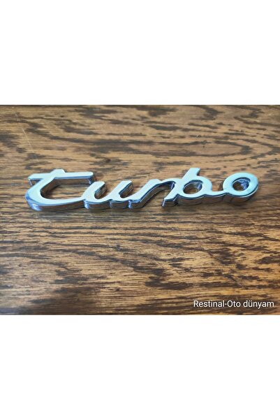 restinal Turbo Metal Amblem 3D Krom Yazı Oto Bagaj Kapı Çamurluk Arma 3MBantl...
