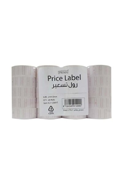 Prima Single-line pricing roll, white, pack of 20, Italian made,