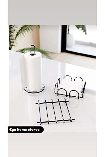 EGE HOME STORE Paslanmaz 3 lü mutfak servis sunum seti havluluk pecetelık nihale