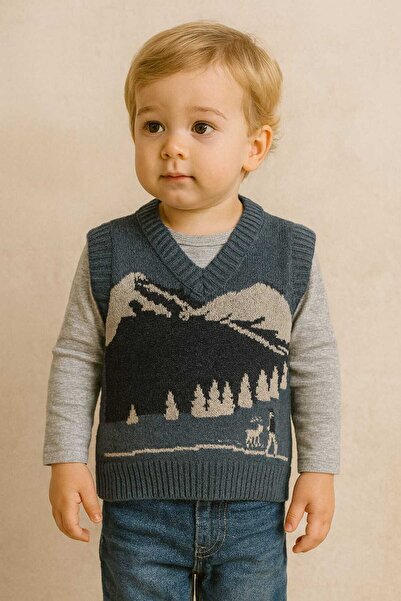 krm kerem bebe Mountain Patterned Children's Sweater