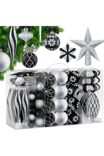 KESSER Christmas Baubles Set of 105 Pieces Black / Silver